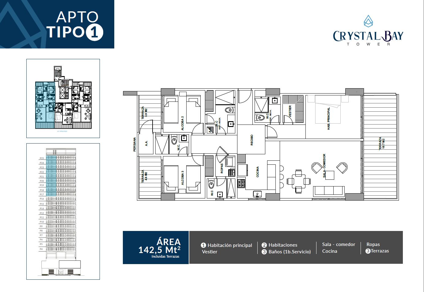 Crystal Bay Tower - Apartamento tipo 1